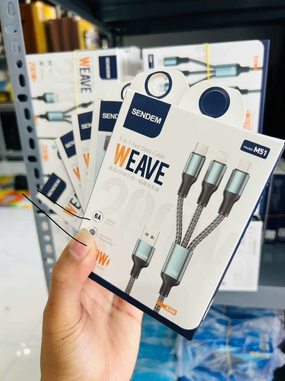 Dây sạc 3 đầu SENDEN: M51