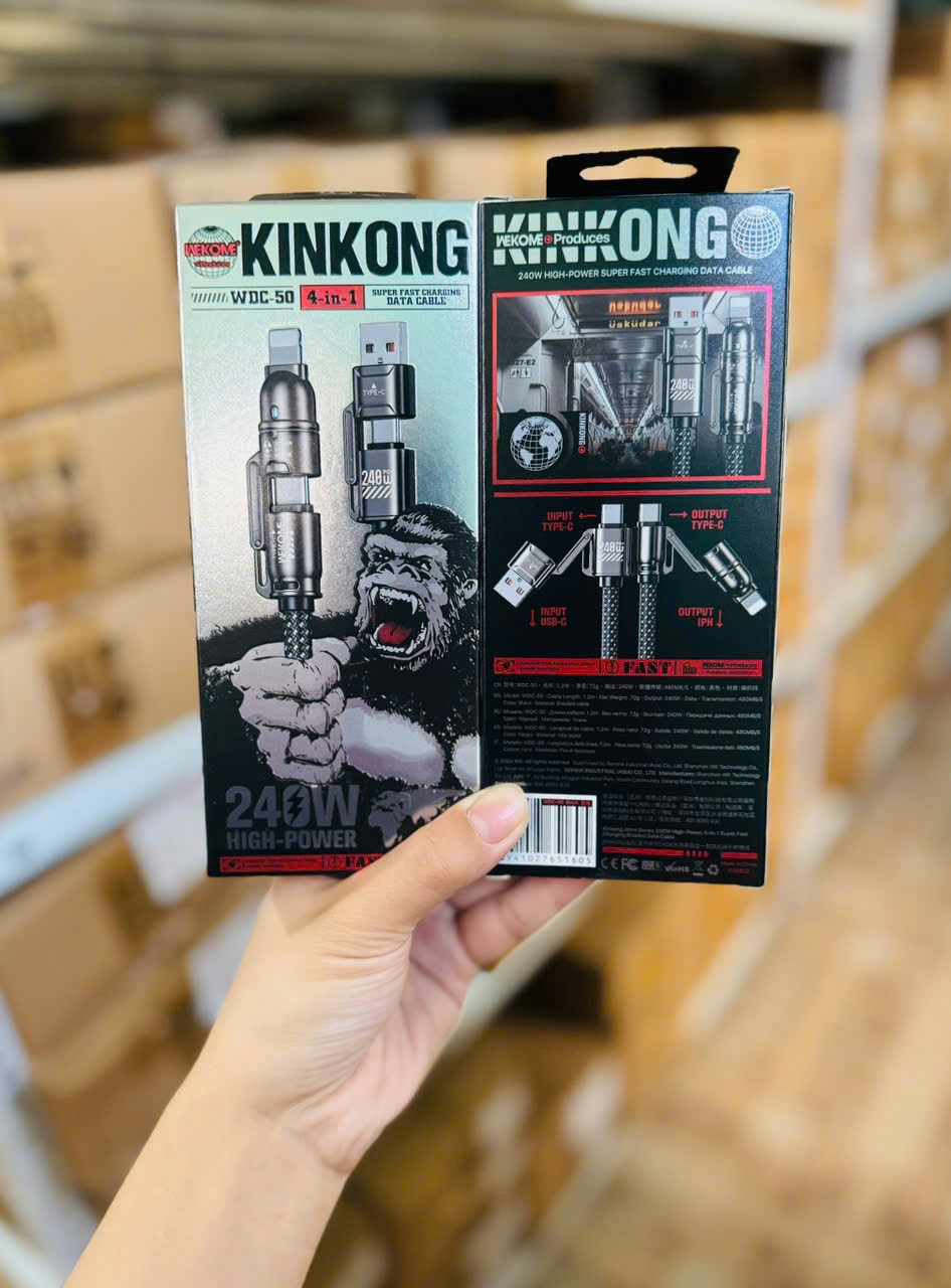 Cáp dữ liệu sạc nhanh công suất cao 240W 4in1 WDC-50 WEKOME – ảnh 2