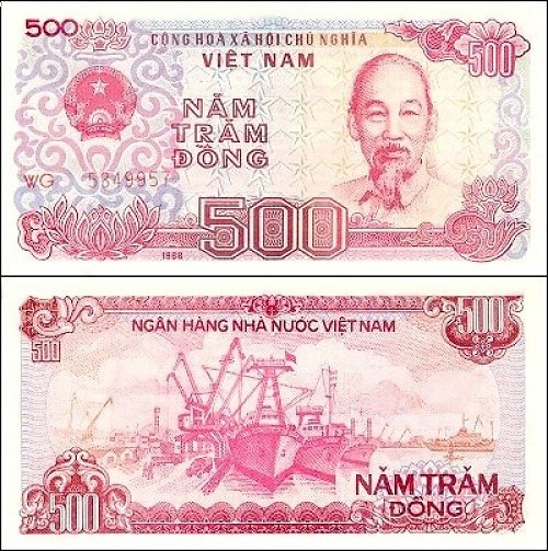 Tờ 500 đồng sản xuất năm 1988