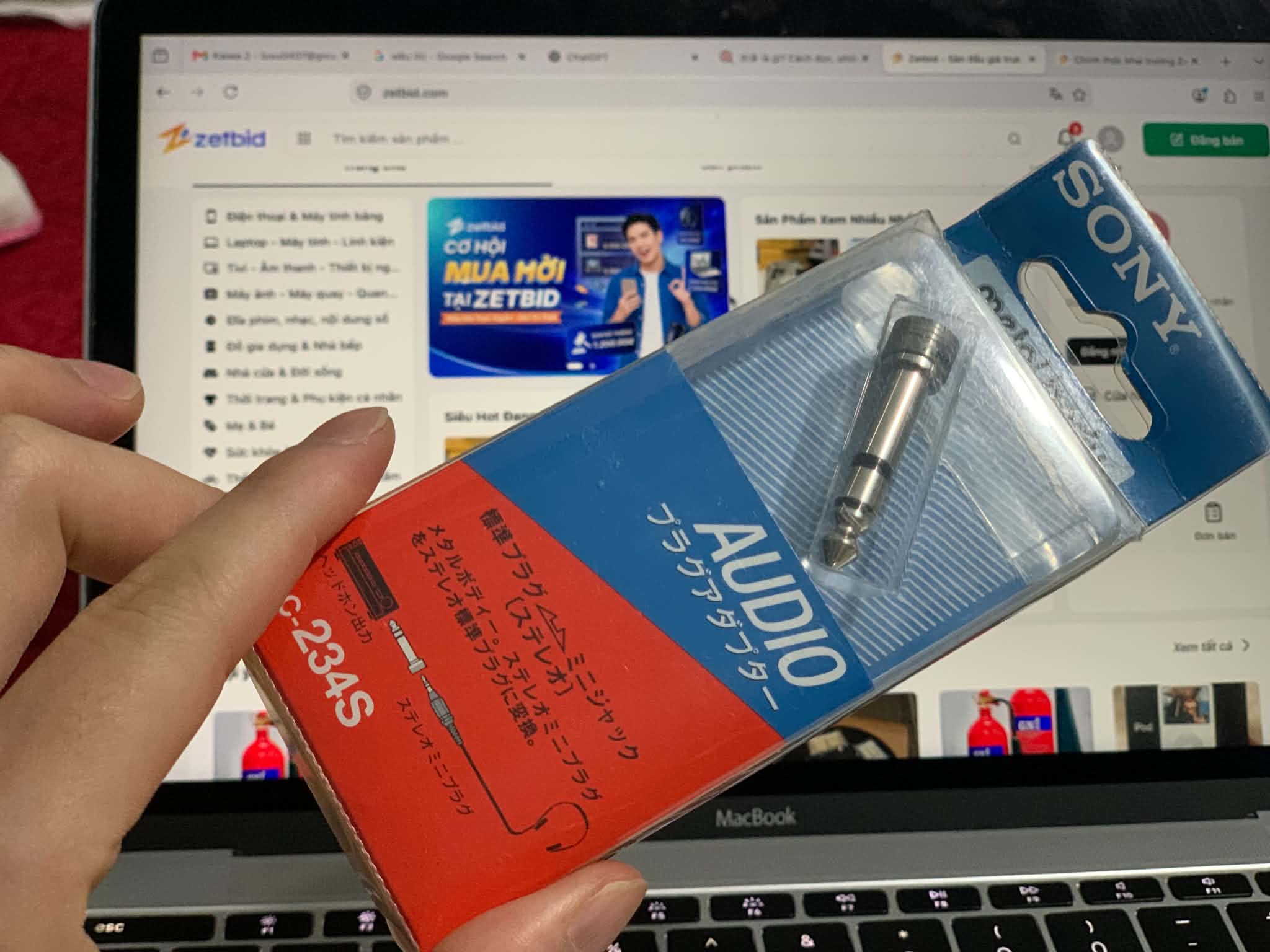 Jack chuyển đổi tai nghe 6.3mm - 3.5mm Sony