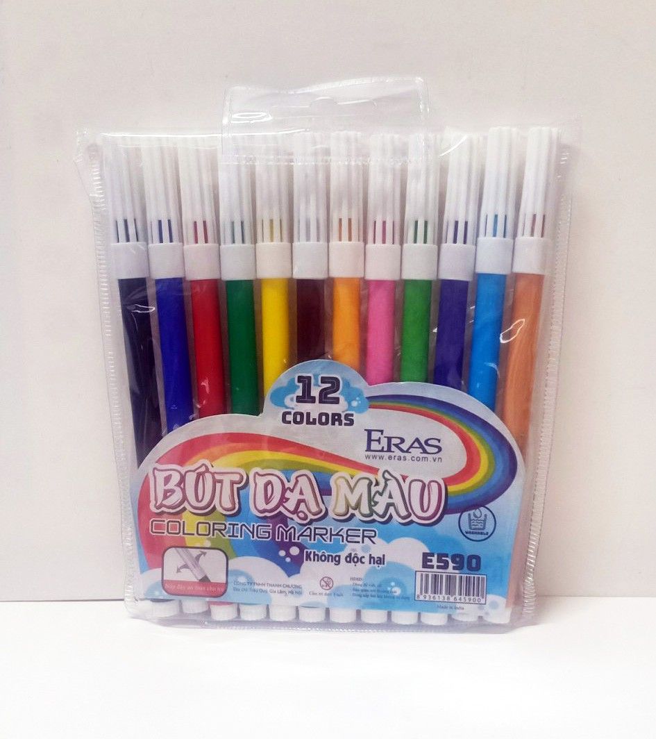 Bút dạ màu Coloring Marker 12 màu Eras E590