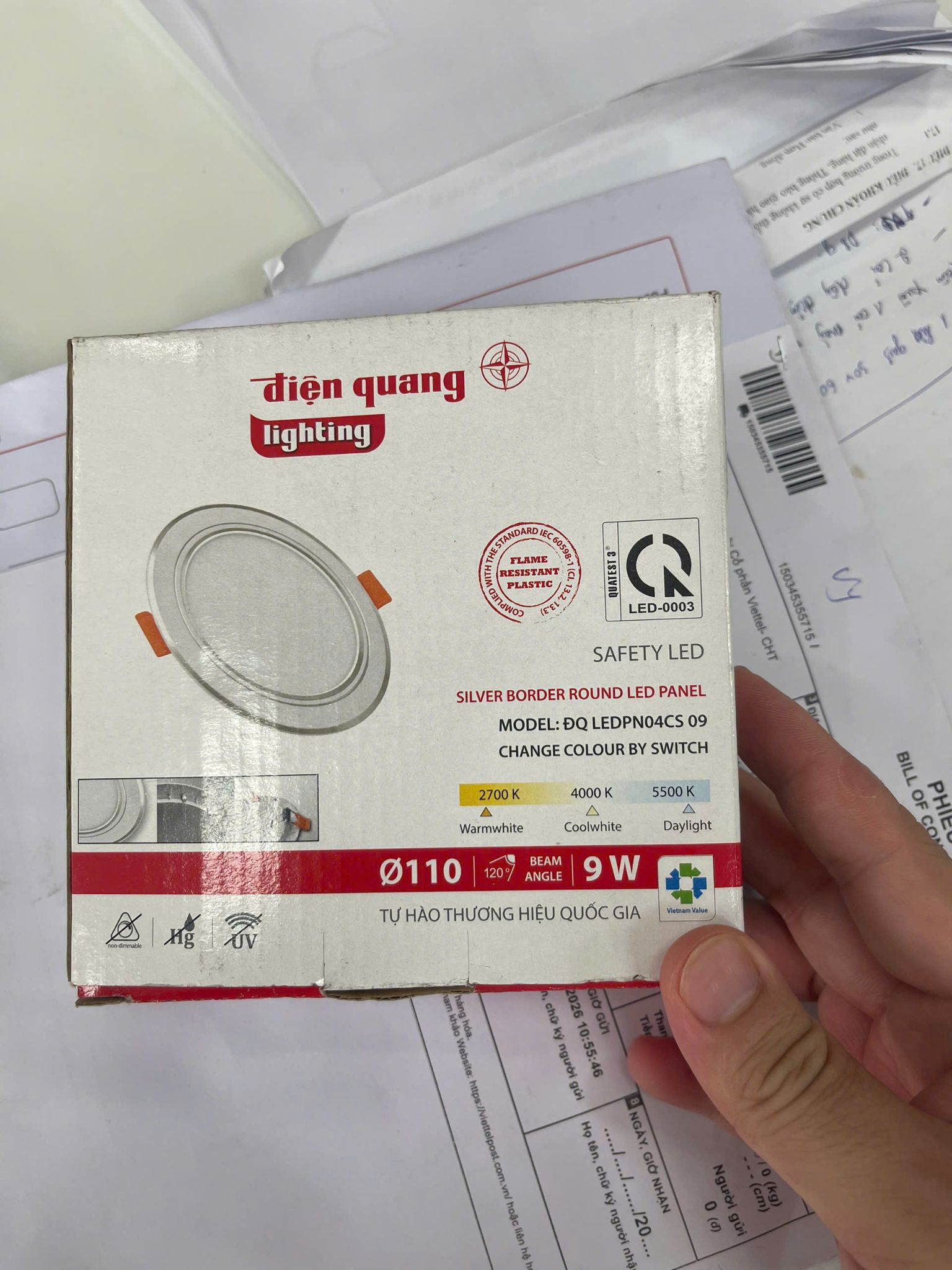Bộ đèn LED Panel tròn Điện Quang ĐQ LEDPN04 09 S110 ( 9W, viền bạc, Ø110 ) – ảnh 2